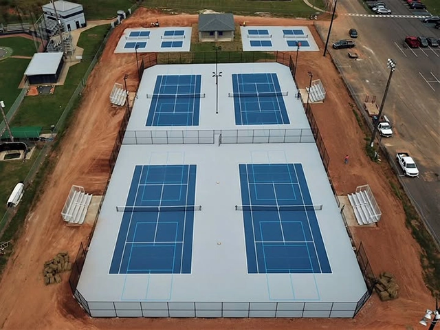 Sơn 3 lớp sân tennis-pickleball có 10% hạt cao su Plexipave USA trên nền nhựa